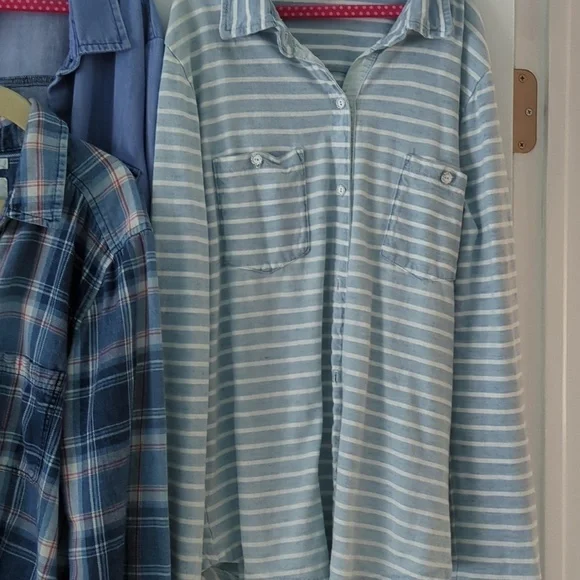 3 Button Down Lot Plad Striped And Solid Western Coastal Cotton Shirts Small - Picture 4 of 9